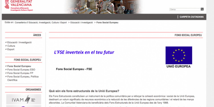 EUPV exigeix al Consell la inversió dels fons europeus disponibles