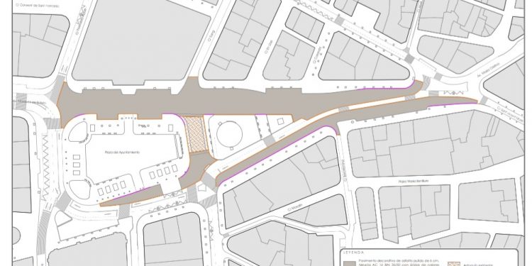 El nou asfaltat de la plaça de l’ajuntament recuperarà la llamborda original en la zona de la falla municipal