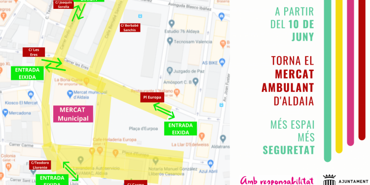 Torna el mercat ambulant d’Aldaia, ampliat i amb punts dispensadors higiènics